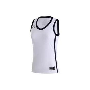 Jordan Dri-Fit Color Block Logo Print Letter V-Neck Sleeveless Basketball Jersey Women tops White HF1070-106 S