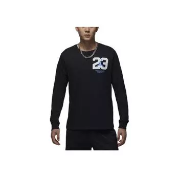 Jordan Dri Fit Sport Crew Neck Graphic Casual Long Sleeve T Shirt Men Tops Black Legendary-Blue FZ1982-011 S