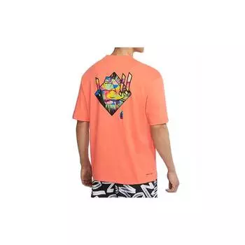 Jordan Dri-FIT Zion Баскетбольный принт с круглым вырезом и короткими рукавами Мужские топы Травяно-оранжевый DH0593-842 XXXL