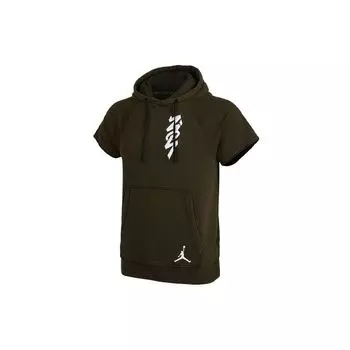 Jordan Dri-FIT Zion Быстросохнущая спортивная толстовка с вышитым логотипом и короткими рукавами, мужская толстовка с капюшоном зеленого цвета DA9843-010 S