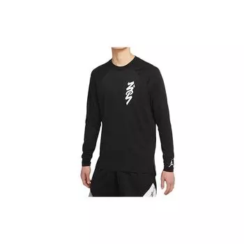 Jordan Dri-Fit Zion Быстросохнущая трикотажная футболка с длинными рукавами и принтом в стиле пэчворк. Мужские топы, черные DH0589-010 XL
