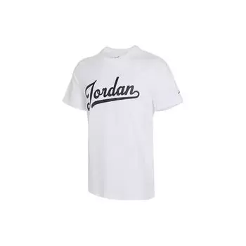 Футболка Jordan Breathable Letter Print Crew Neck с коротким рукавом для мужчин, белые FN5959-100 L