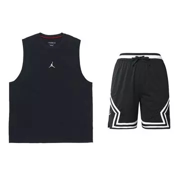 Jordan Дышащий спортивный костюм для бега и отдыха, мужской костюм, черный DM1828-010+DH9076-010 L