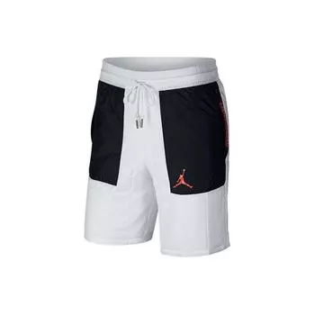 Jordan Engineered Color Block Outdoor Sports Elastic Waist Casual Shorts Men shorts Black White AO3107-100 L