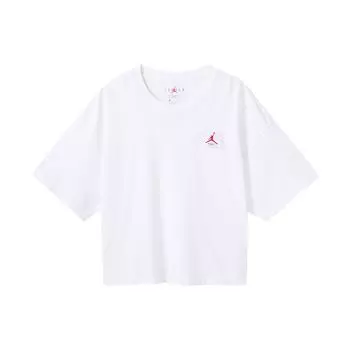 Jordan Essentials Boxy Повседневная спортивная свободная футболка с коротким рукавом Женские топы Белые CZ4140-100 XL