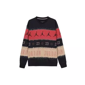 Jordan Essentials Holiday Logo Print на флисовой подкладке, повседневная толстовка с длинными рукавами, мужские топы, красный, черный FD7464-687 M