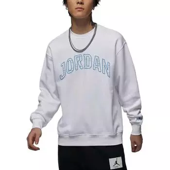 Jordan Essentials Letter Print Design Флисовая спортивная толстовка с круглым вырезом и длинным рукавом Мужская толстовка Белая FV7461-100 S