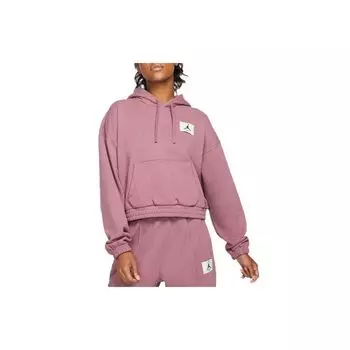 Jordan Essentials Повседневная спортивная трикотажная свободная толстовка с капюшоном, укороченная толстовка, женские топы, светло-шелковично-красный DD6999-533 L