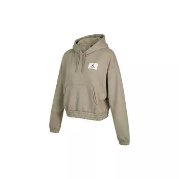 Jordan Essentials Повседневная спортивная вязаная свободная толстовка с капюшоном Укороченный топ Женские топы Зеленый DD6999-320 XL