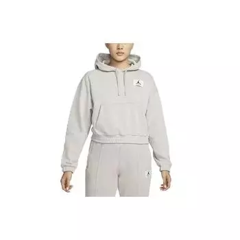 Jordan Essentials Повседневная спортивная вязаная свободная толстовка с капюшоном Укороченный топ Женские топы Light-Iron-Ore DD6999-012 L