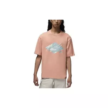 Jordan Essentials SS22 Лоскутная футболка с буквенным принтом и логотипом с круглым вырезом, мужские топы, светло-желудевый, коричневый DO8897-824 XXL