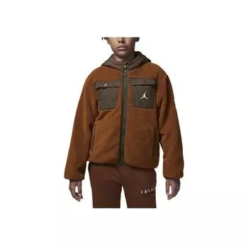 Jordan Fashionable Faux Shearling Hooded Jacket Kids jackets Desert-Copper HQ7968-228 S