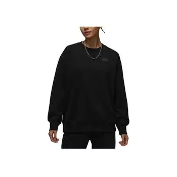 Jordan Flight Fleece FW24 Logo Solid Color Loose Comfortable Crewneck Sweatshirt Women sweatshirt Black HJ1324-010 XS