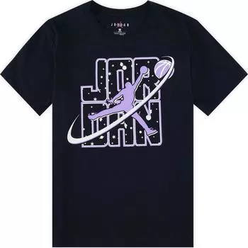 Jordan Flight Galaxy Glow Logo Print Short Sleeve T-Shirt Kids Tops Black HQ8270-010 S