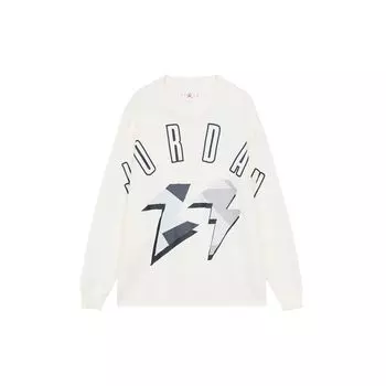 Jordan Flight MVP 85 с буквенным принтом, спортивная повседневная футболка с круглым вырезом и длинными рукавами, мужские топы с заниженными плечами, белые FD6944-133 S