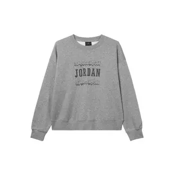 Jordan Флисовая толстовка с круглым вырезом и буквенным принтом, женские топы, цвет карбон-серый FZ2140-091 XL