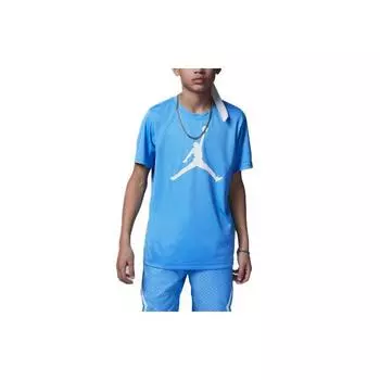 Jordan Футболка Jumpman Dri-Fit с логотипом и круглым вырезом, с коротким рукавом, детские топы, синяя HA4105-412 L