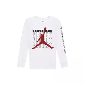Jordan Футболка с длинным рукавом и круглым вырезом с принтом логотипа и алфавита для мальчиков, белая DB7034-100 XL