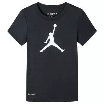Jordan Футболка с коротким рукавом Dri-Fit Logo Print Quick-Dry Sports, детские топы, черная JD2022056PS-002 S