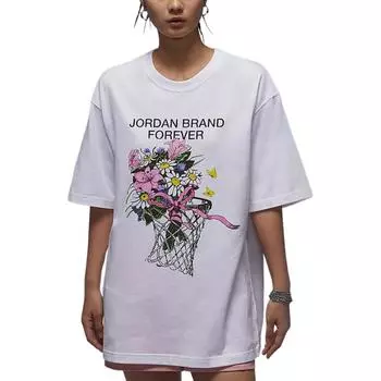 Jordan Футболка с коротким рукавом и цветочным принтом, женские топы, белая FV7120-100 XS