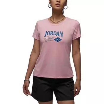 Jordan Футболка с коротким рукавом и круглым вырезом, с принтом в виде букв, женская, керамическая, розовая FN5724607 M