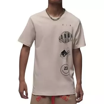 Jordan Футболка с коротким рукавом и круглым вырезом MJ Brand Logo Stack, мужская футболка, коричневая NKFN6028-203 XL