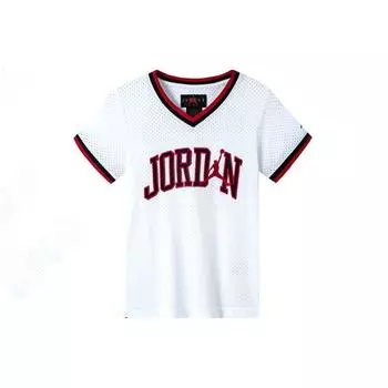 Jordan Футболка с коротким рукавом и V-образным вырезом с логотипом, детские топы, цвет чисто-белый JD2222115GS-002 S