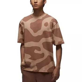 Jordan Футболка с круглым вырезом Air Wordmark 85 Camo, мужские топы, нежно-желтый, темно-коричневый HF0259223 S