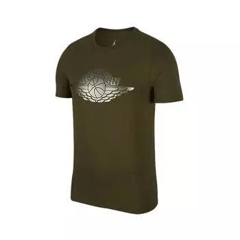 Jordan Футболка с круглым вырезом и логотипом, мужские топы, зеленая AA1904-395 M