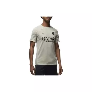 Jordan Футболка с круглым вырезом Paris Saint-Germain Collaboration SS24 Letter Print, мужские топы бежевого цвета DZ0786-231 XXL