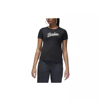 Jordan Футболка Slim Fit с круглым вырезом и коротким рукавом, женские топы, черный цвет FN5390-010 L
