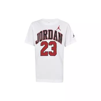 Jordan Футболка спортивная с коротким рукавом и принтом букв, американские винтажные детские топы, белая JD2132094GS-001 S