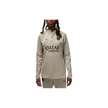 Jordan Футболка Storm-Fit Soccer Drill с буквенным принтом и воротником-стойкой на молнии, мужская, серая, DZ0584-231 XXL