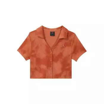 Jordan Футболка Tie-Dye Casual с коротким рукавом и V-образным вырезом, женские топы, серые, персиково-розовые FN5403-209 M