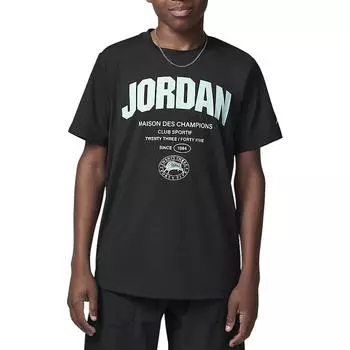 Jordan Футболка Youth Champions, удобная, трикотажная, универсальная, с коротким рукавом, детские топы, черного цвета HQ8706-010 L