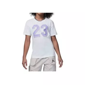 Jordan Graphic T-Shirt Digital Pattern Round Neck Short Sleeve Kids Tops White 45C990-001 S