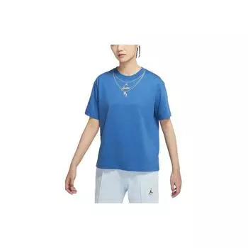 Jordan Heritage Повседневная дышащая футболка с короткими рукавами с круглым вырезом и принтом женские топы синие DO5021-407 M