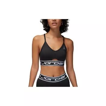 Jordan Indy Letter Logo Print Низкая интенсивность поддержки Быстросохнущий спортивный бюстгальтер Женское нижнее белье Черное FB4096-010 XL