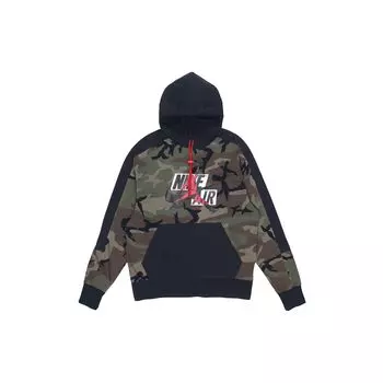 Jordan Jumpman Classics камуфляжный вязаный пуловер с капюшоном мужские топы оливково-зеленый CU2902-222 S