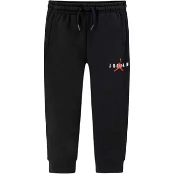 Jordan Kids Fleece-Lined Elastic Waist Joggers With Letter Logo Print Kids Bottoms Black JD2242057GS-002 S