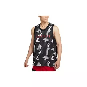 Jordan Контрастный узор с буквами и цифрами, дышащий тренировочный баскетбольный жилет для мужчин, топы, черный цвет CZ4740-010 L