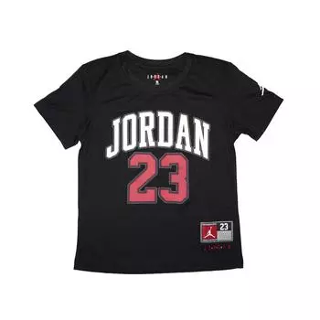 Jordan Круглый вырез, удобная, приятная для кожи, простая футболка с коротким рукавом, детские топы, черный цвет HM9254-010,HM4763-011 S