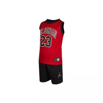 Jordan Letter And Number Printing Круглый вырез жилет и прямые шорты повседневный спортивный комплект детские комплекты CZ1992-010 XS