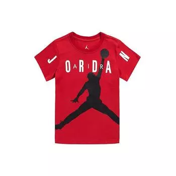 Jordan Letter Logo Print Knit Short Sleeve T-Shirt Kids Tops Jester-Red JD2032202GS-003 L