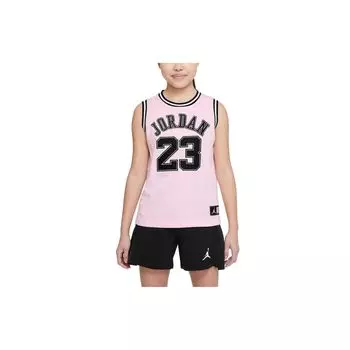 Jordan Letter Logo Print Round Neck без рукавов Детская баскетбольная майка Детская майка розовая HA7284-663 XL