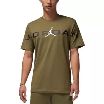 Jordan Letter Logo Print Versatile Soft Fashion Short Sleeve T-Shirt Men Tops Olive-Green HJ2358-222 XXL