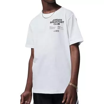 Jordan Letter Print Crew Neck Short Sleeve T-Shirt Kids tops White FB1619-100 L