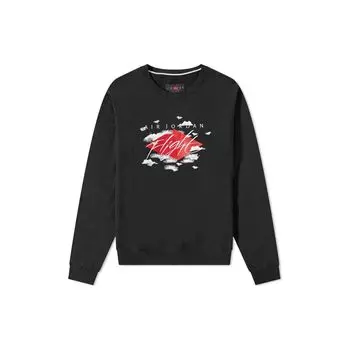 Jordan Logo Letter Print Pattern Crew Neck Pullover Sweatshirt Men sweatshirt Black DH9035-010