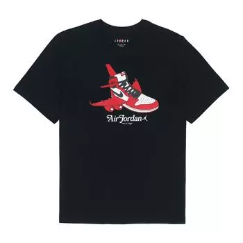 Jordan Logo Print Баскетбольная тренировочная спортивная футболка с короткими рукавами Мужские топы Черные DN1443-010 M