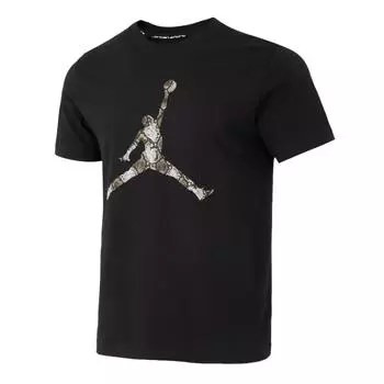Jordan Logo Round Neck Soft Breathable Short Sleeve T-Shirt Men Tops Black HJ2863-011 M